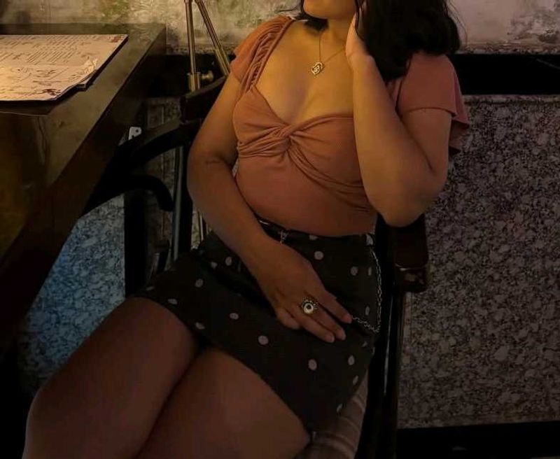 Polka Dot Denim Mini Skirt