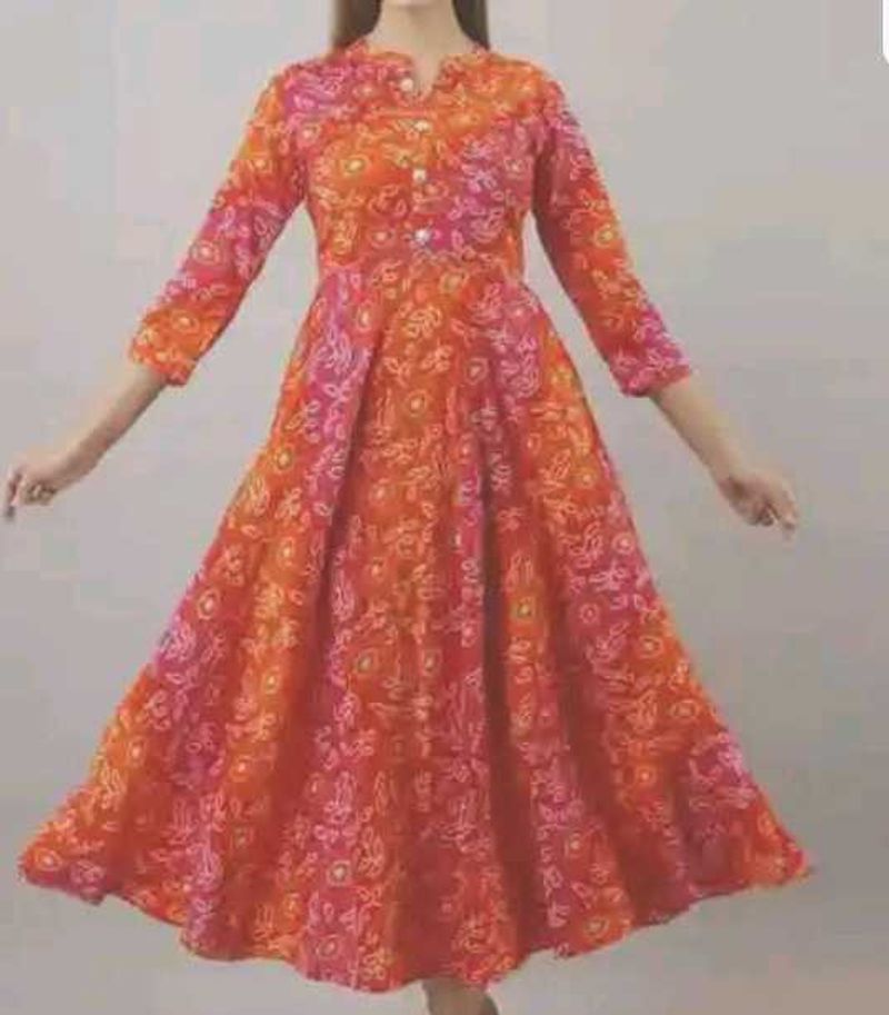Vibrant Floral Print Anarkali Kurta