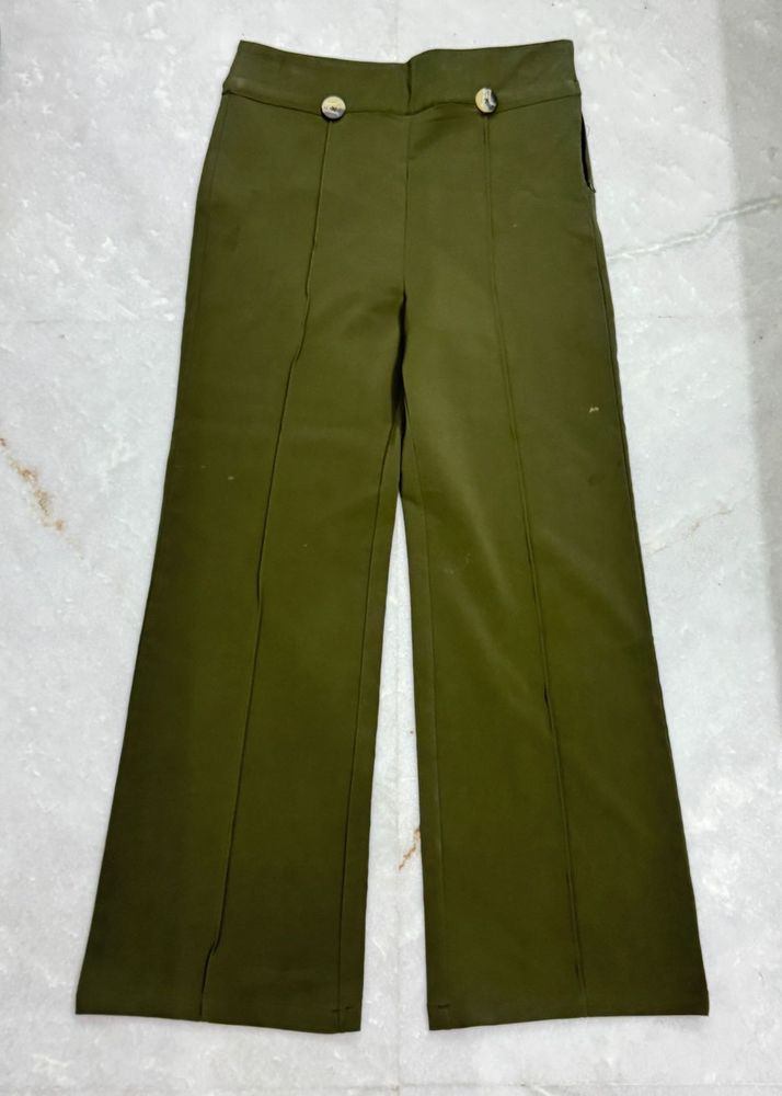 Olive Green Wide Leg Pants