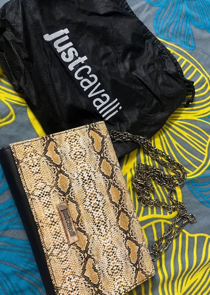 Just Cavalli Snakeskin With Oxidised Chain Bag