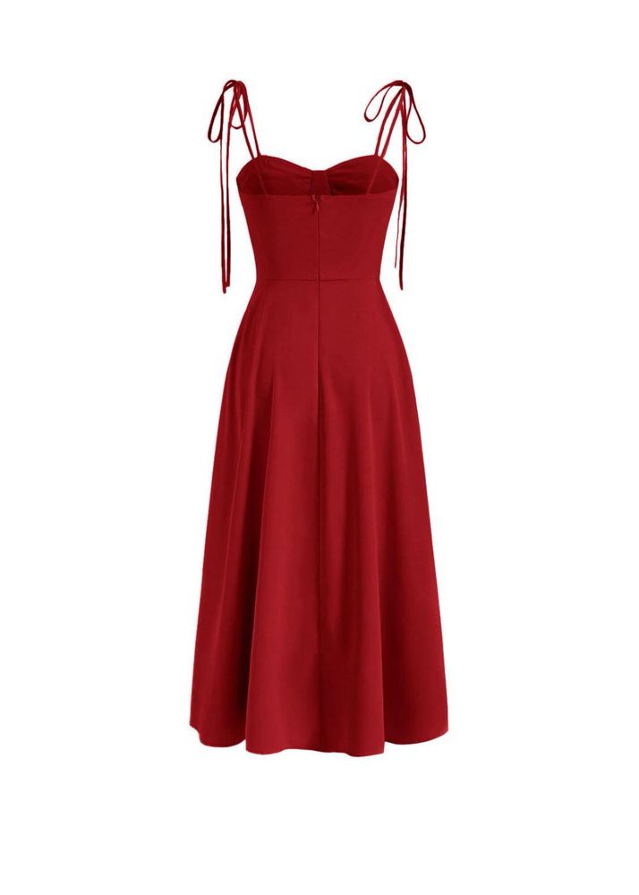 Chic Red Tie-Strap Midi Dress