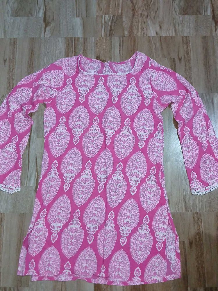 Vibrant Pink Printed Kurta