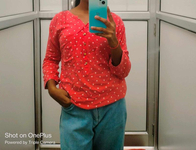 Stylish Red Polka Dot Tunic