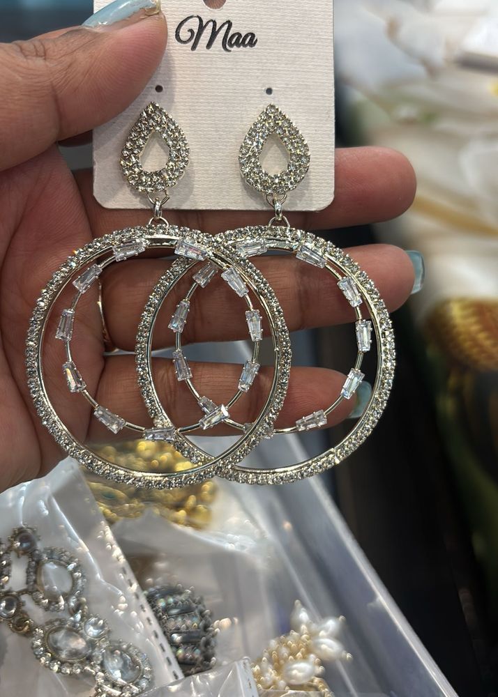 3pair Sparkling Hoop Earrings