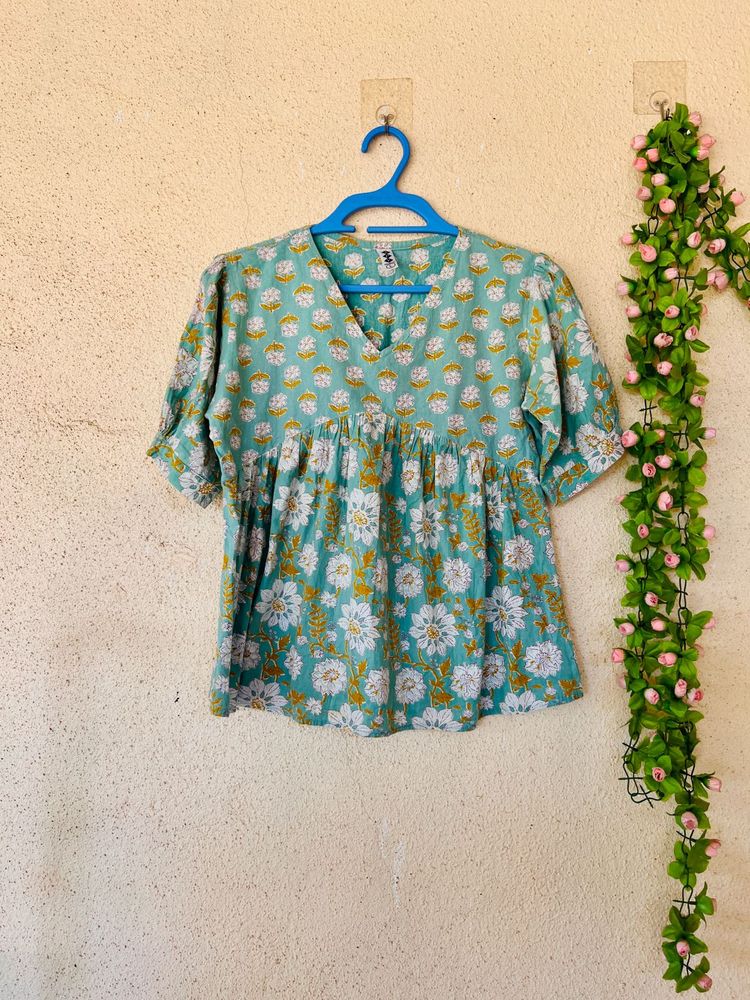 Bohemian Floral Print Kurta Top
