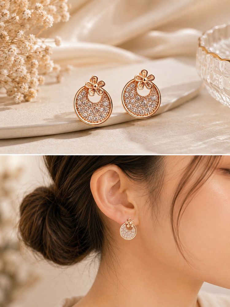 Sparkling Flower Hoop Earrings