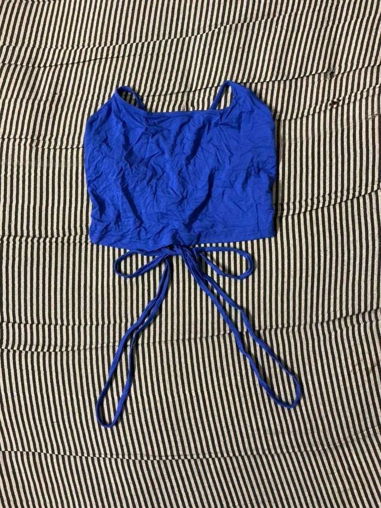 Vibrant Blue Tie-Up Crop Top