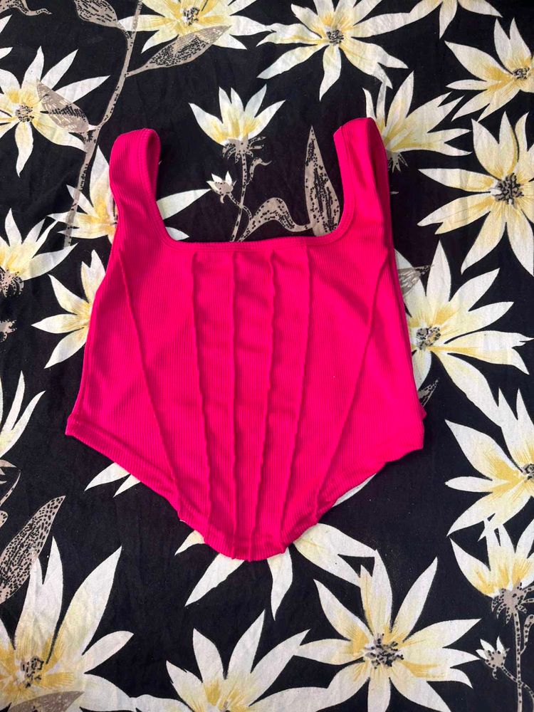 Hot Pink Corset Style Tank Top