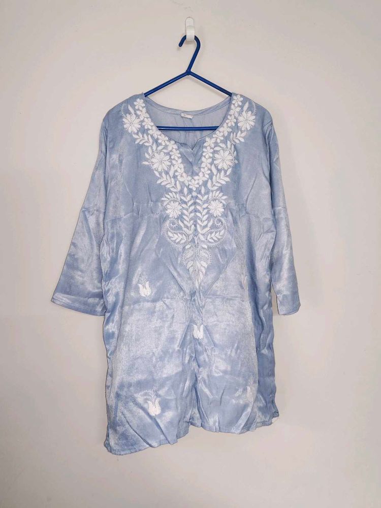 Light Blue Embroidered Kurta