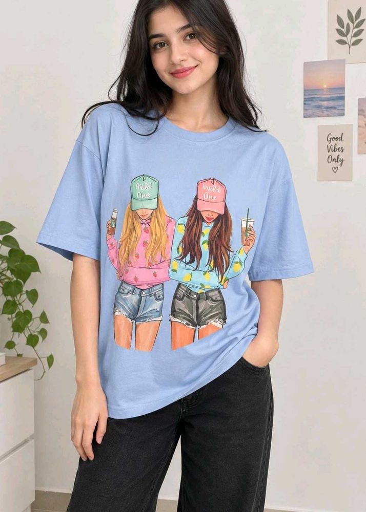 Cute Cartoon Print T-Shirt crop