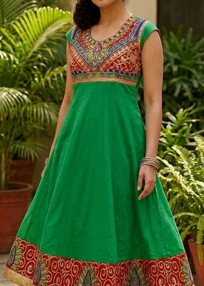 Green Embroidered Anarkali Kurta