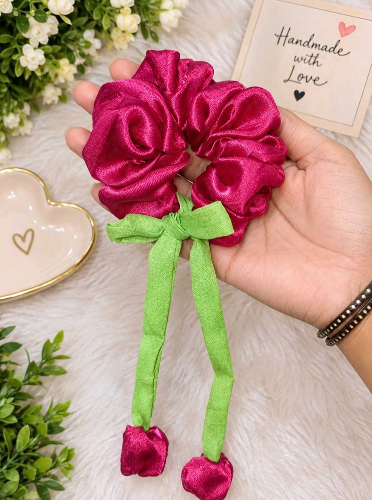 Handmade Rose Scrunchie with Dangle