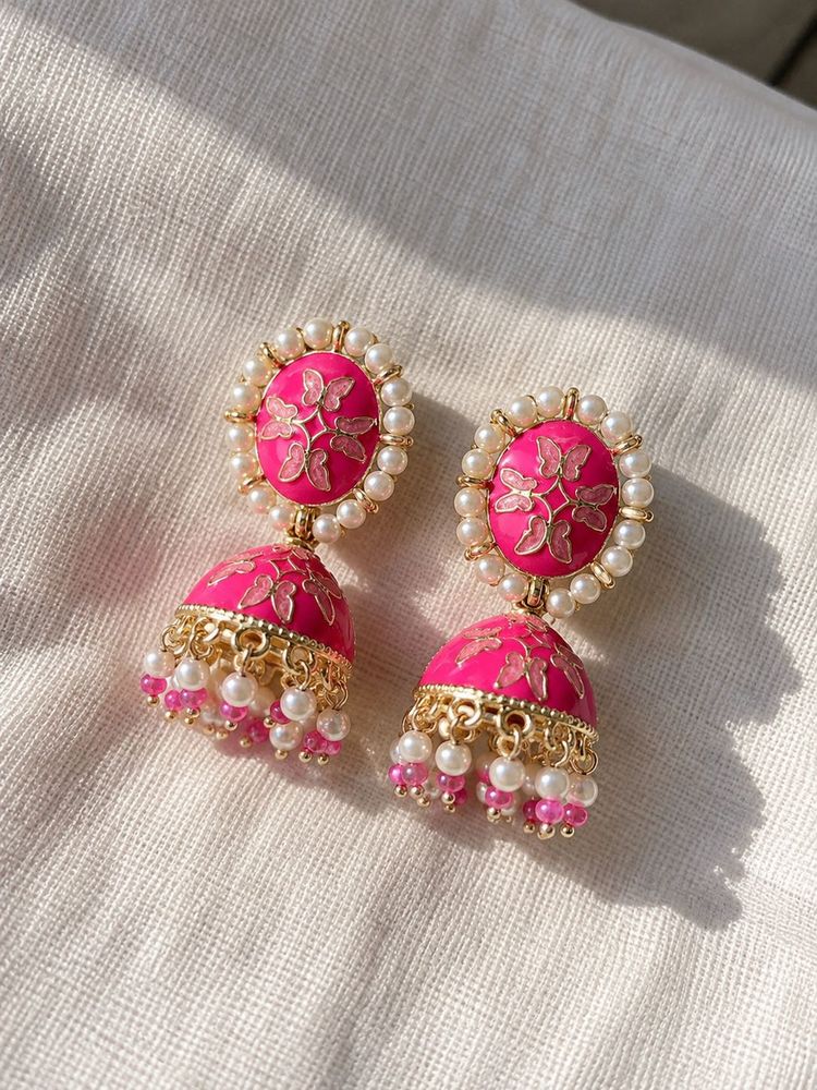 💕 New Pink Jhumka Earrings