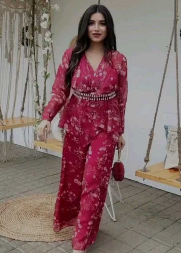 Floral Print Kurta Set with Palazzo