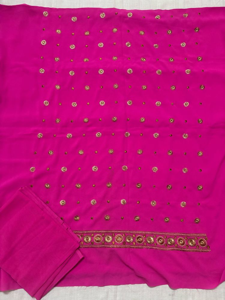 Pink Embellished Dress Material