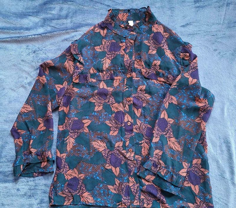 Retro Floral Print Blouse