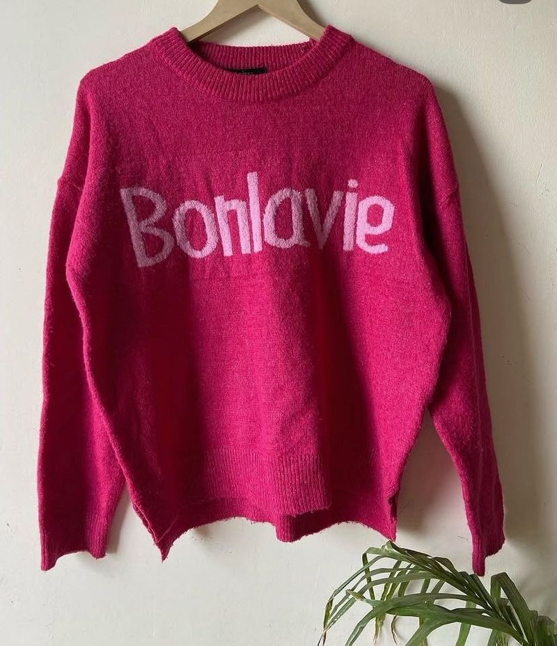 Hot Pink "Bonlavie" Knit Sweater