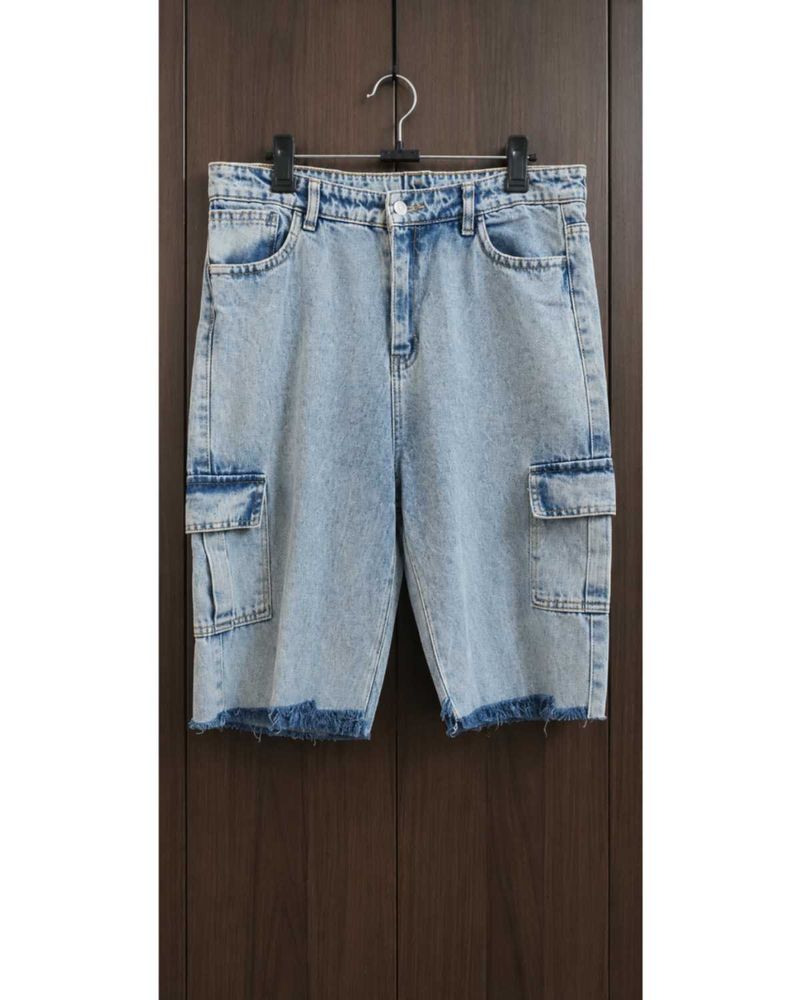 Light Wash Denim Cargo Shorts