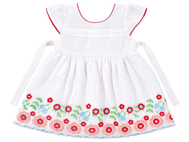 White Embroidered Floral Dress