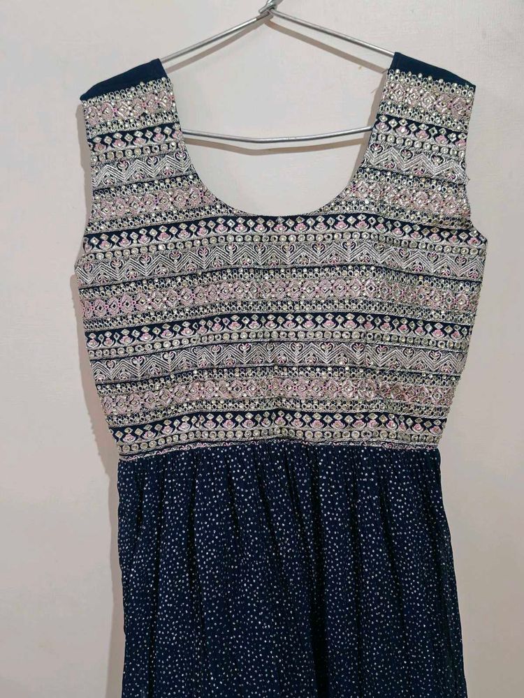 Embellished Navy Blue nayra cut kurti fix price