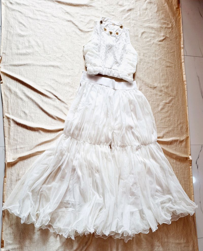 Price Drop Full Flared Skirt Sharara And Crop Top