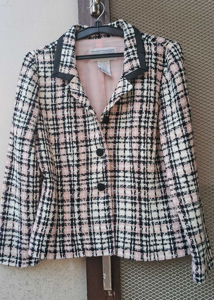 Jessica Howard Pink Plaid Blazer