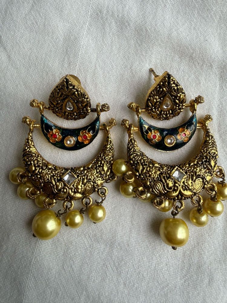 Exquisite Gold-Tone Ethnic Earrings