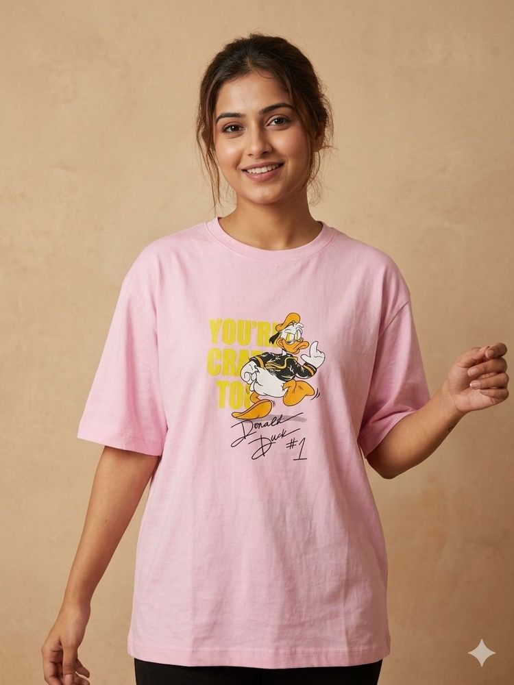 Pink Donald Duck Graphic T-Shirt