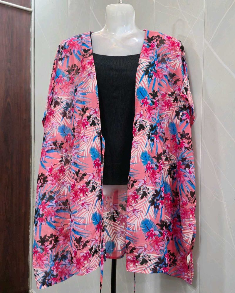 Vibrant Floral Kimono Cover-Up