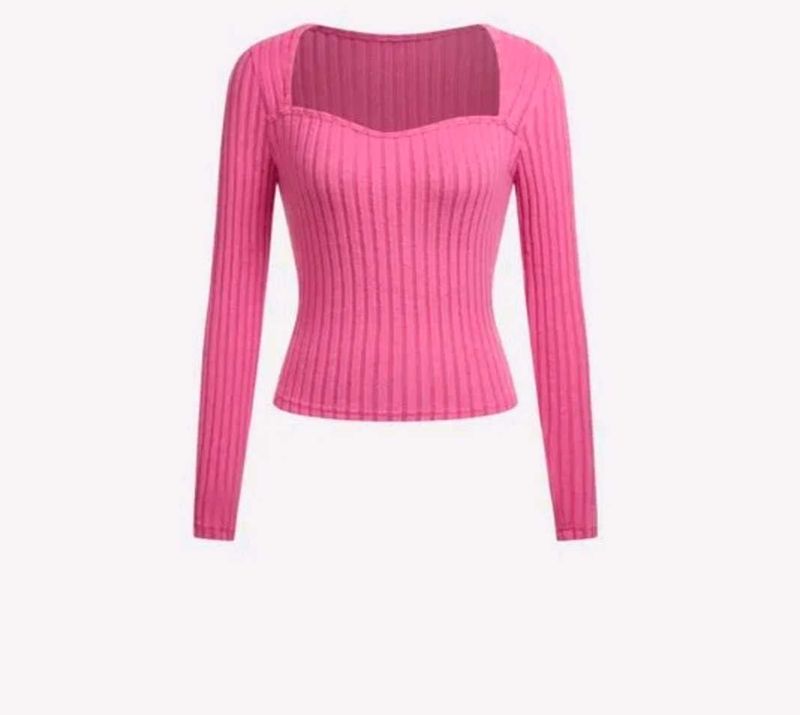 Ribbed Sweetheart Neck Top