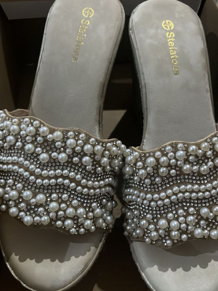 Embellished Pearl &amp; Rhinestone Sandals