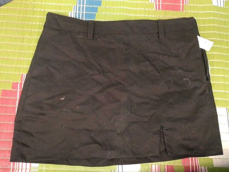 Black Mini Skirt with Slit