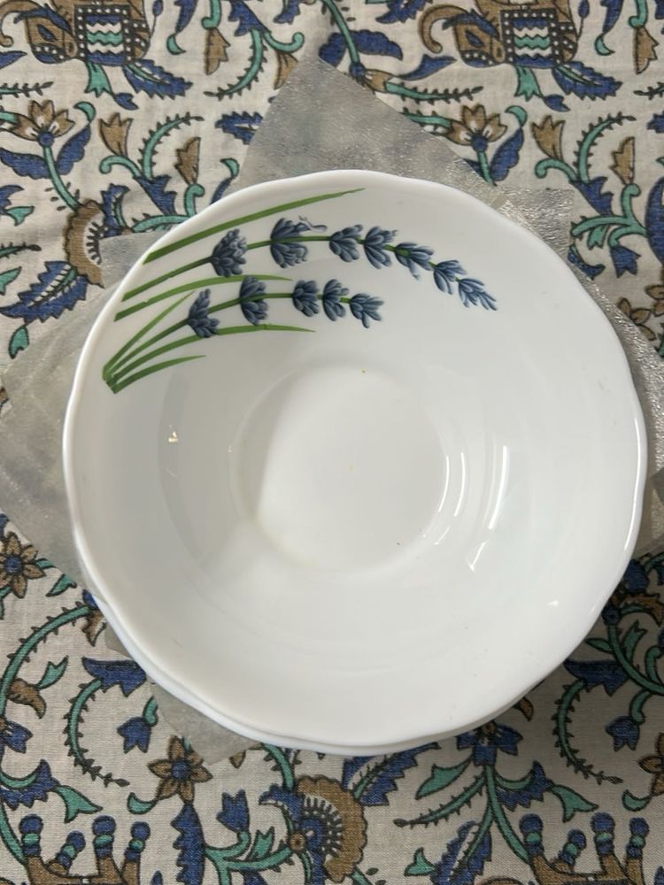 Lavender Design White Bowl