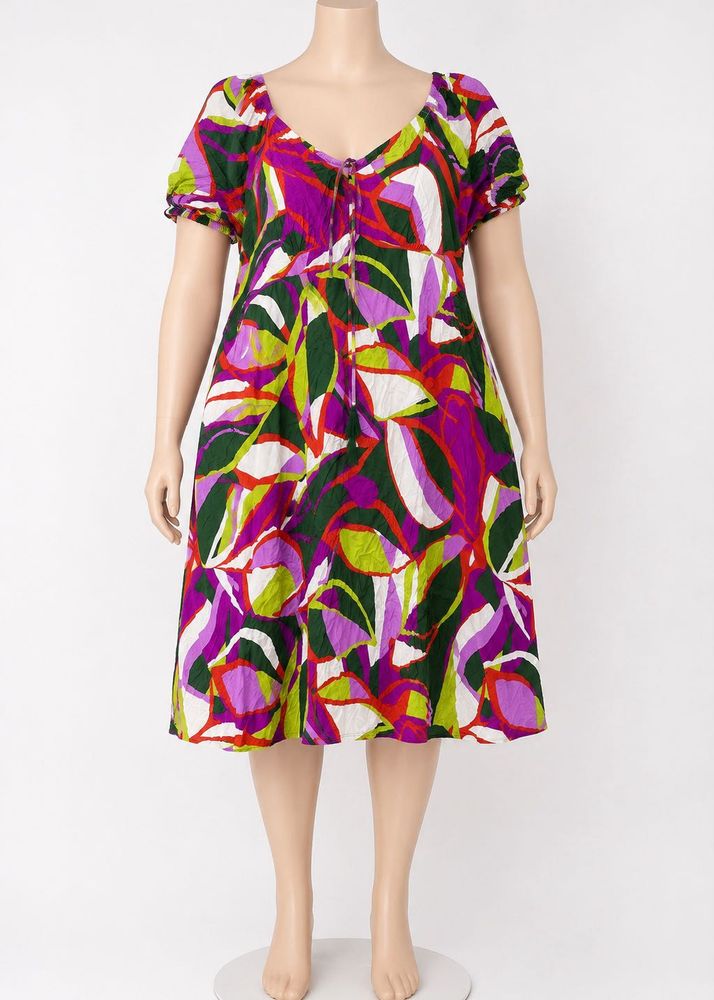 Women Printed Tie-Up Neck Dress | Size : XL