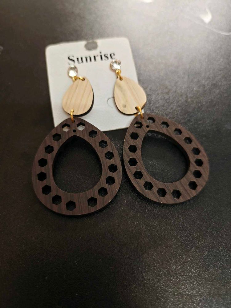 Unique Wooden Drop Earrings