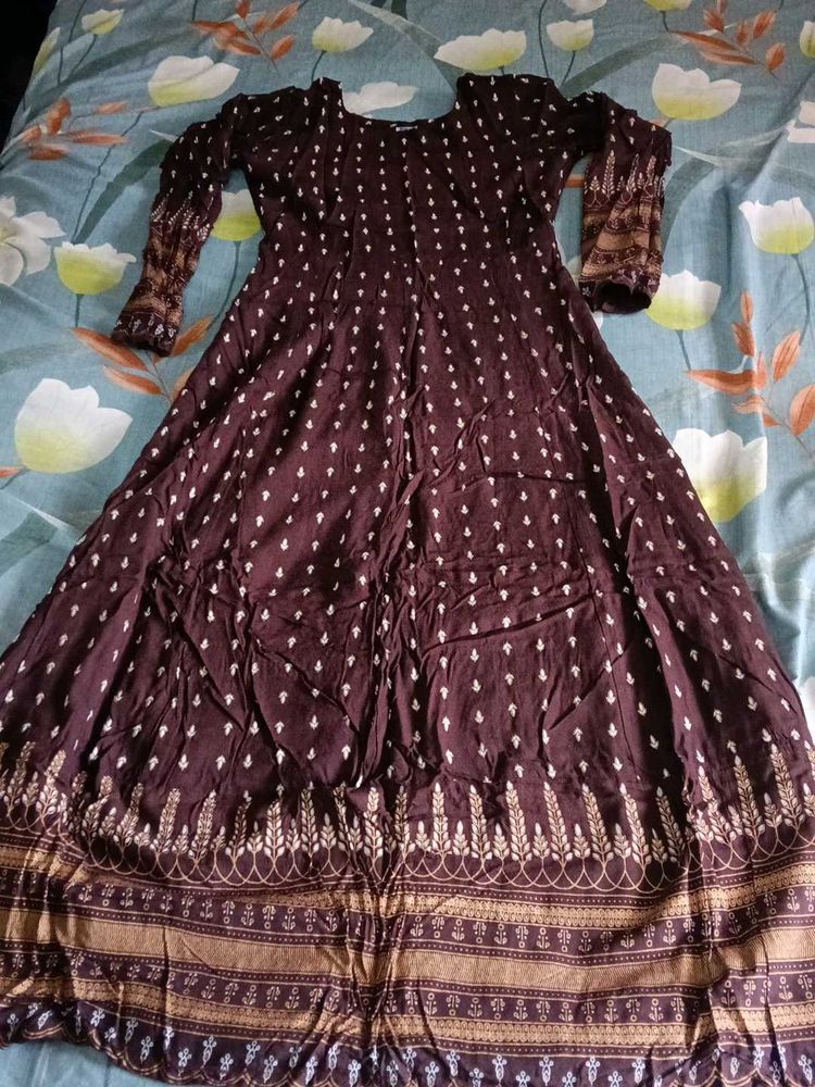 Elegant Ethnic Gown with Indian Print