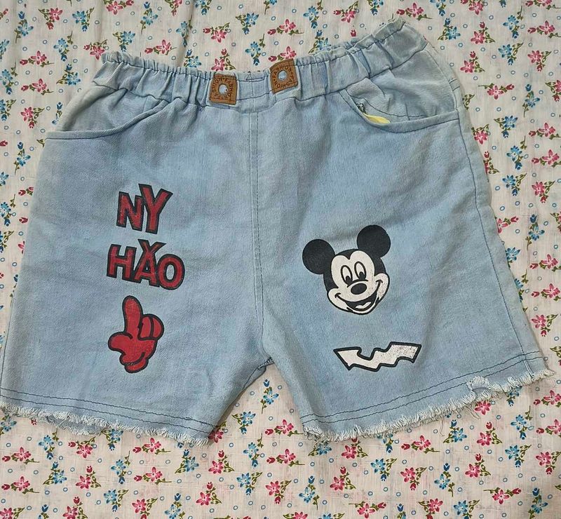 Cute Mickey Mouse Denim Shorts