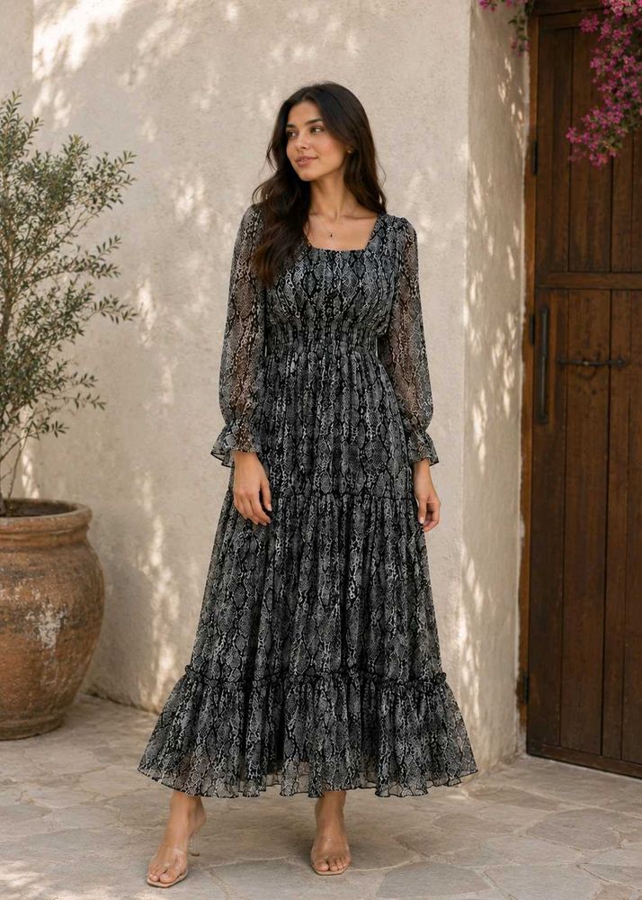 Snake Print Flowy Dress