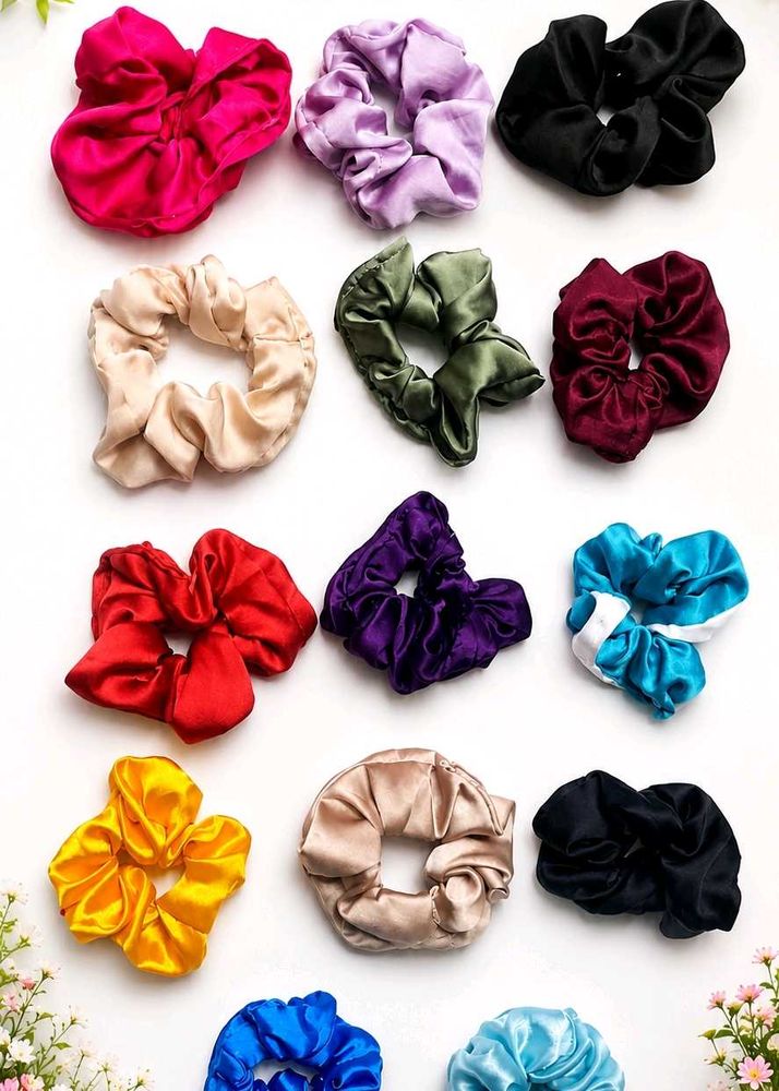 5 Satin Scrunchie Set - Various Colors