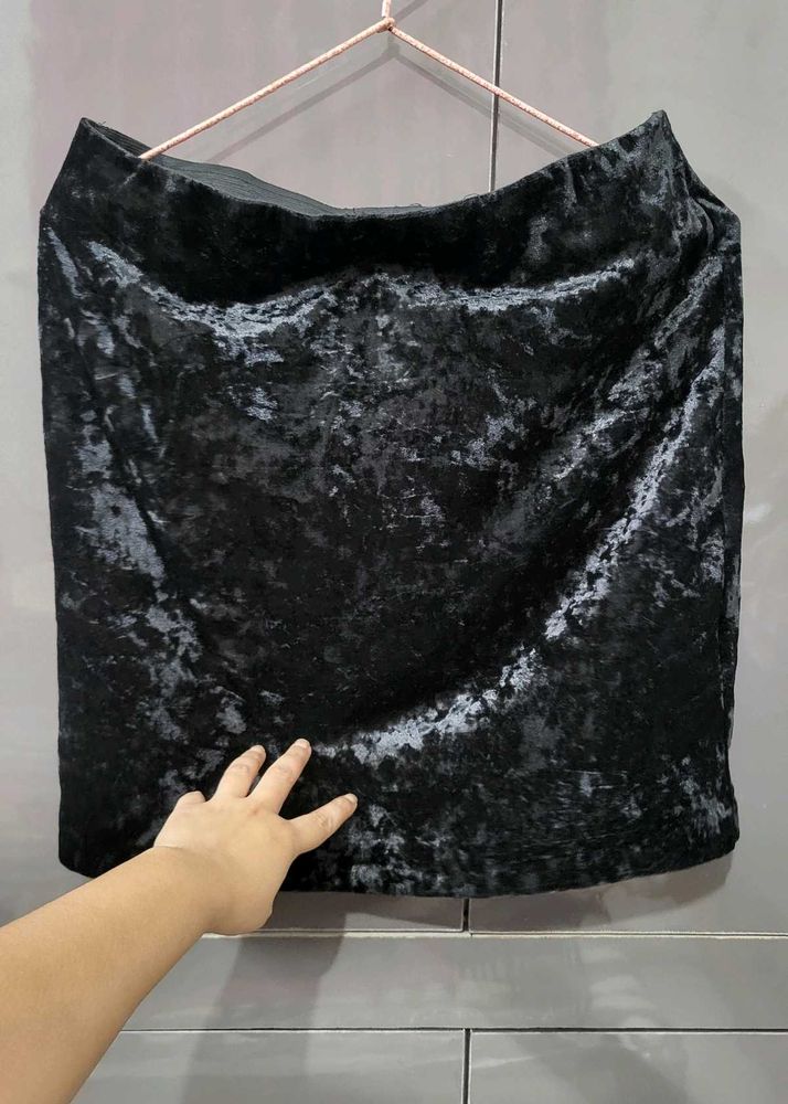 Black Velvet Mini Skirt