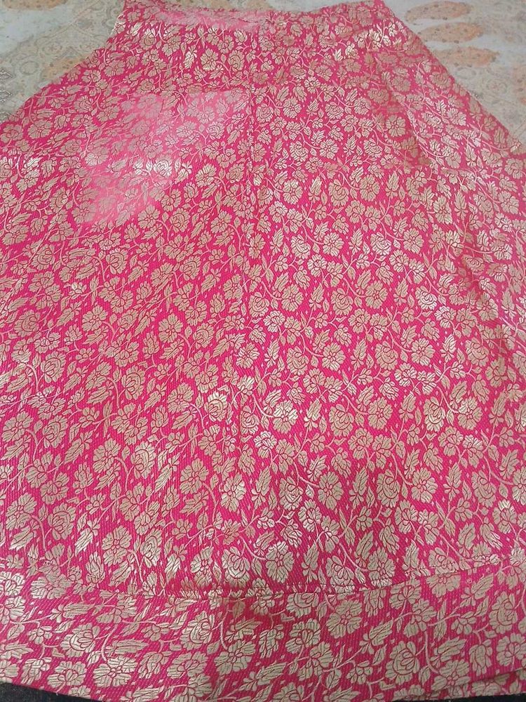 Vibrant Pink Brocade Lehenga Skirt
