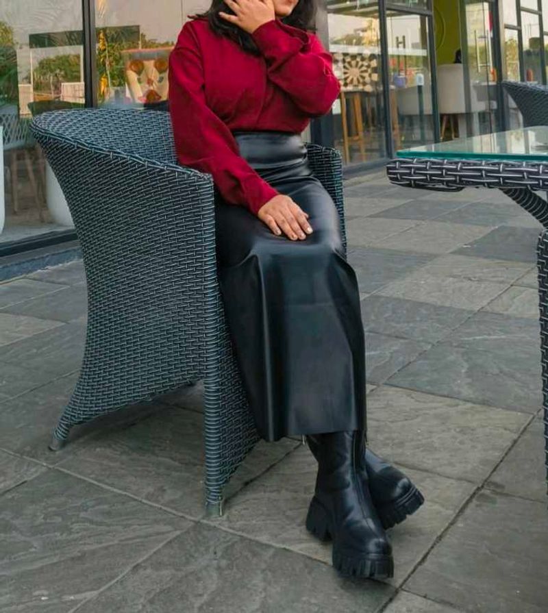 Black Faux Leather Maxi Skirt