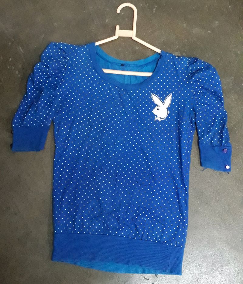 Puffed sleve Royal Blue Top for Regular Use