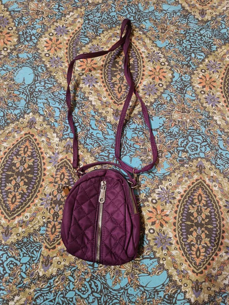 Purple Quilted Crossbody Bag