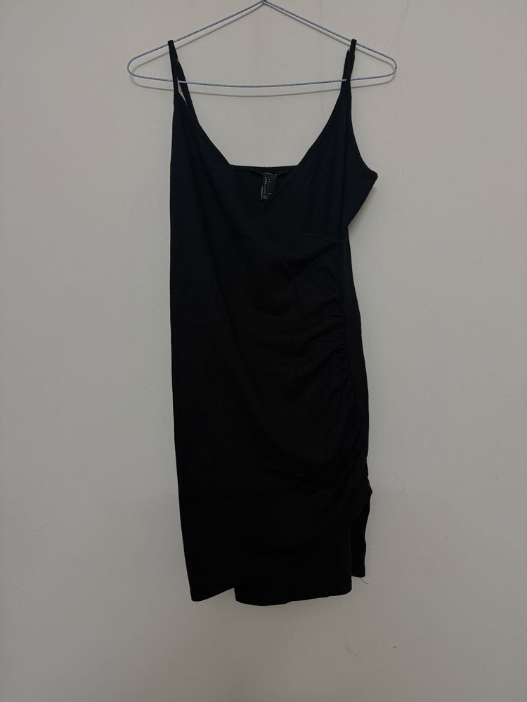 Chic Black Ruched Mini Dress