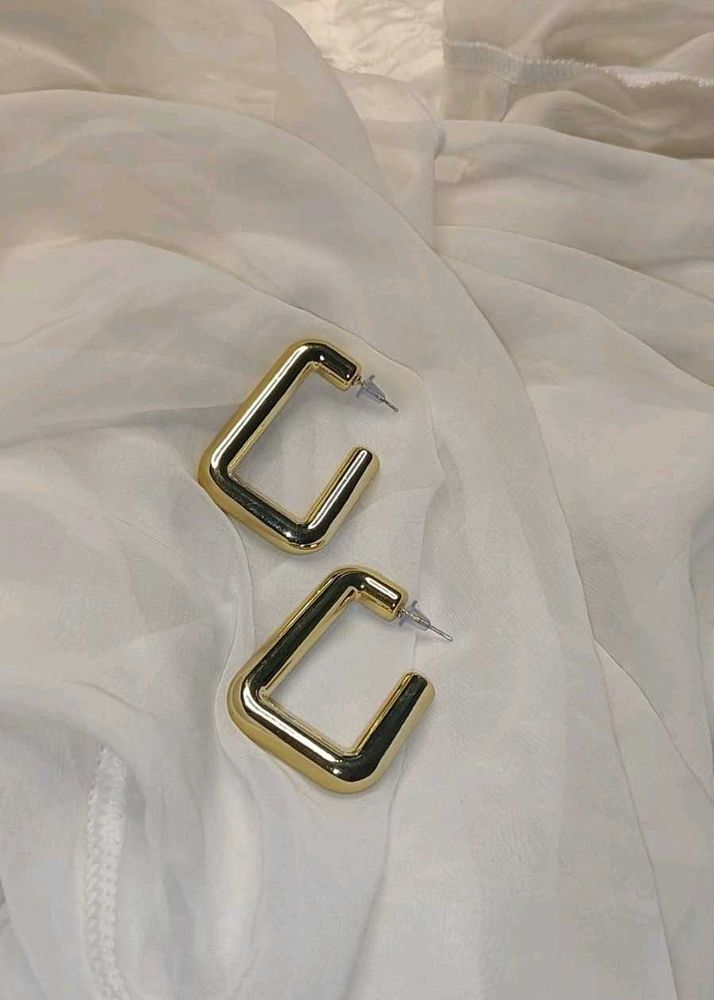 Chunky Gold Square Hoop Earrings
