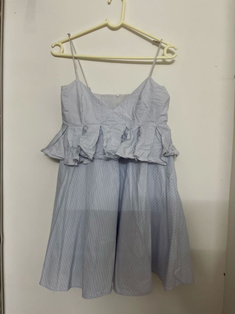Blue Striped Summer Mini Dress