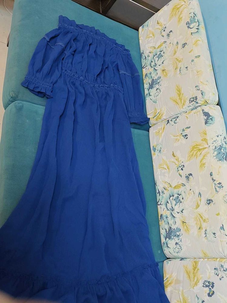 Royal Blue Off-Shoulder Maxi Dress