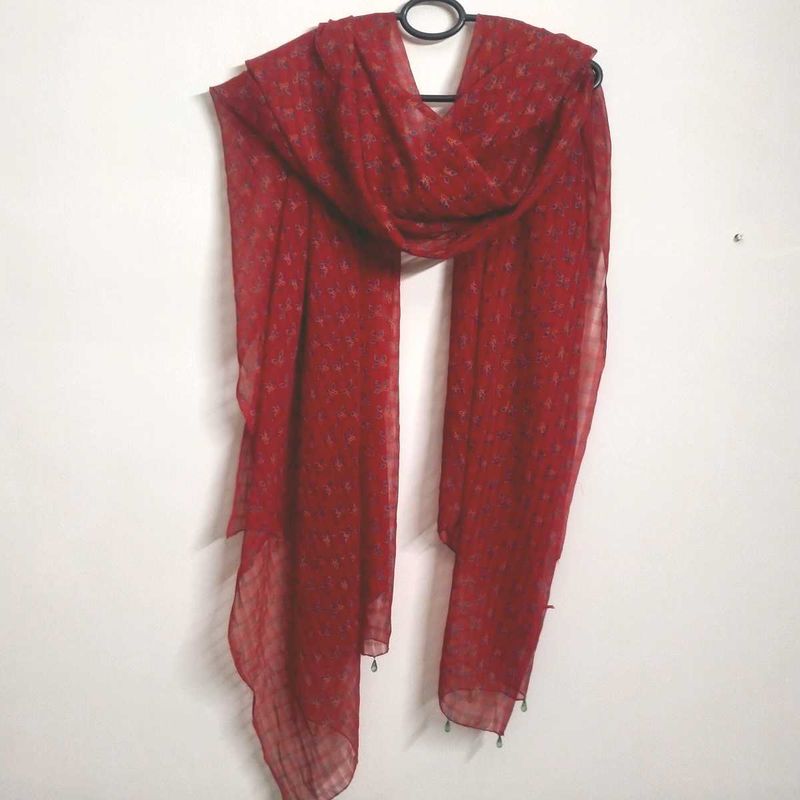 Beautiful Red Printed Dupatta