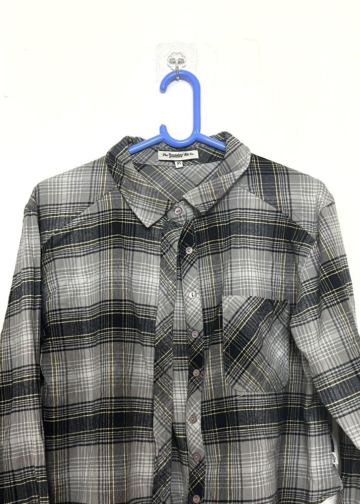 Women Grey &amp; Black Pure Cotton  Shirt